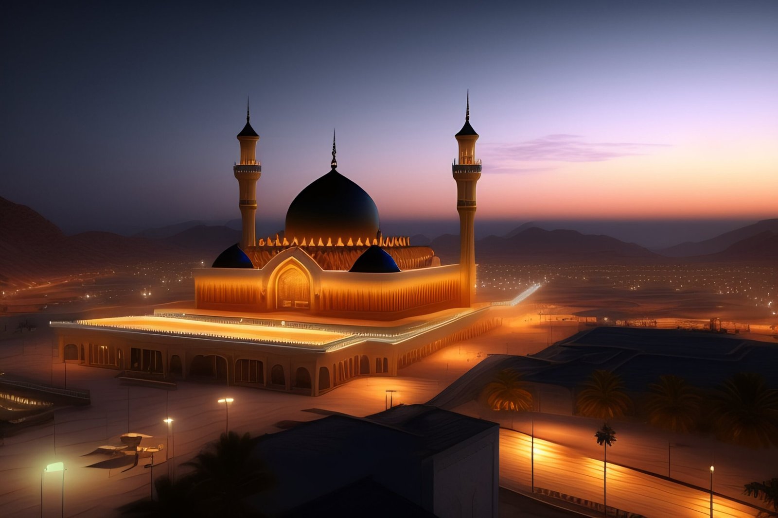 mosque-with-lit-up-orange-dome-words-grand-mosque-middle